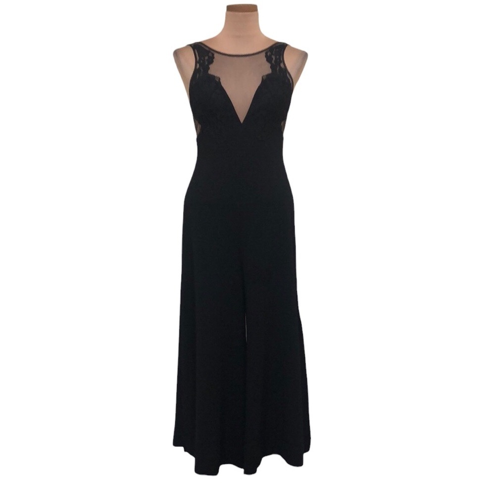 Alice McCall Somewhere In The Night Jumpsuit Size 4 Black Sheer Mesh Lace
